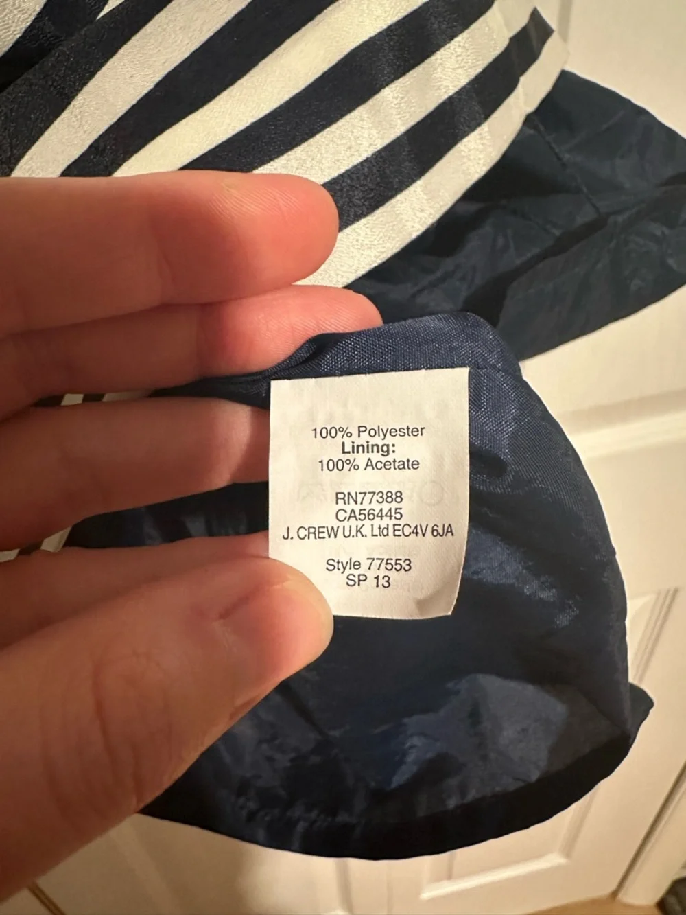 J Crew Navy & Cream Spaghetti Strap Dress - Picture 11 of 11